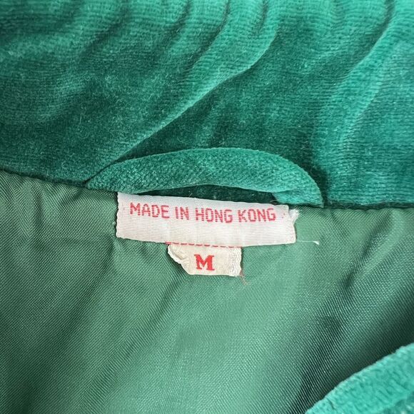 Vintage‎ 1960s Emerald Green Quilted Velvet Mandarin Collar Frog Closure Jacket - Picture 9 of 9